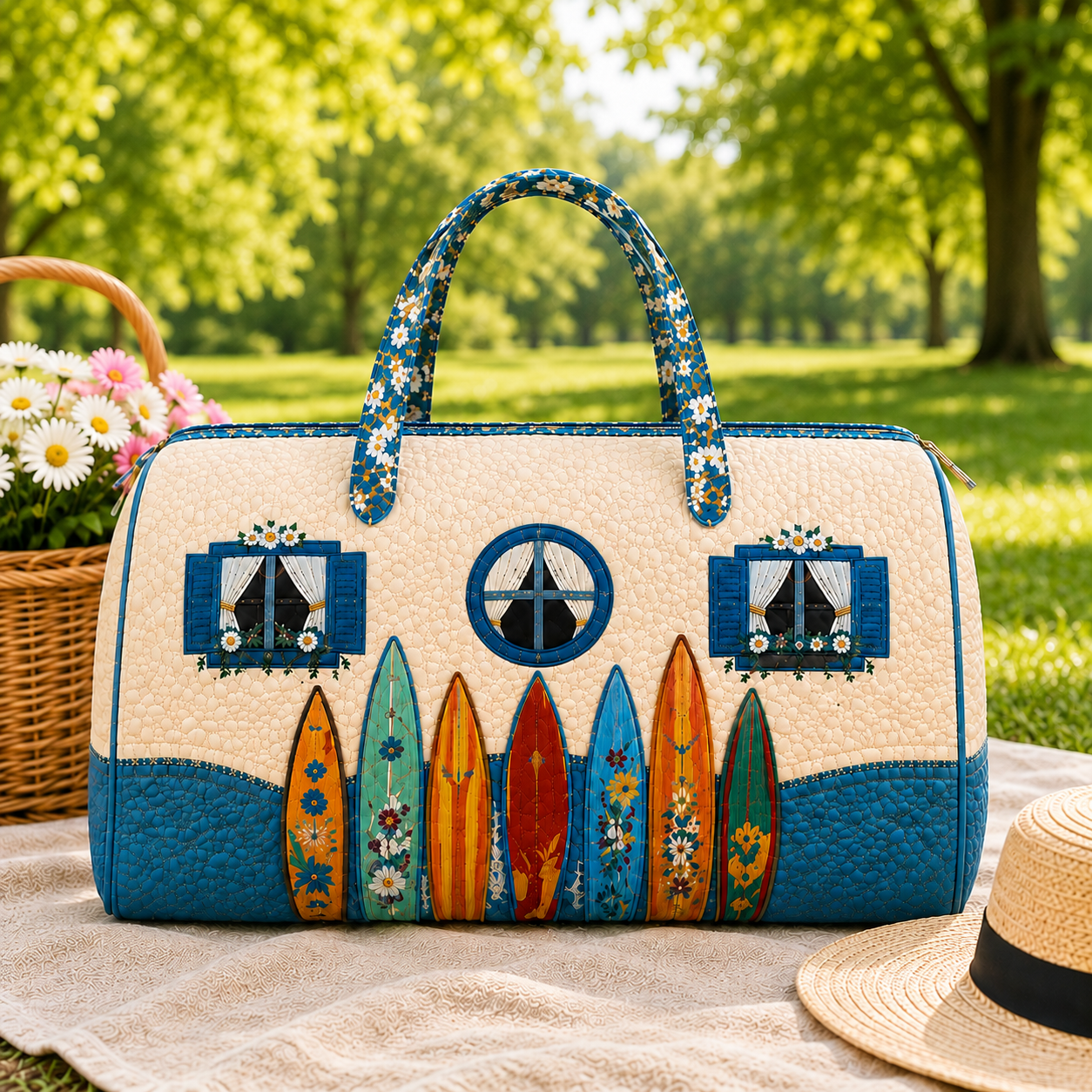 Coastal Surfboard Quilted Duffel Bag – product view 1
