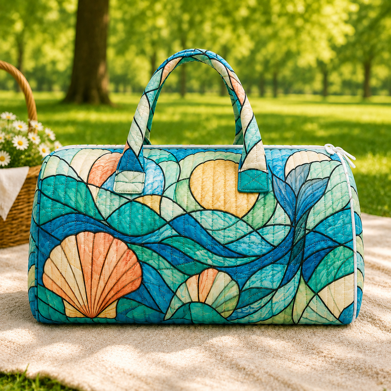 Quilted Seashell Wave Duffel Bag – product view 1