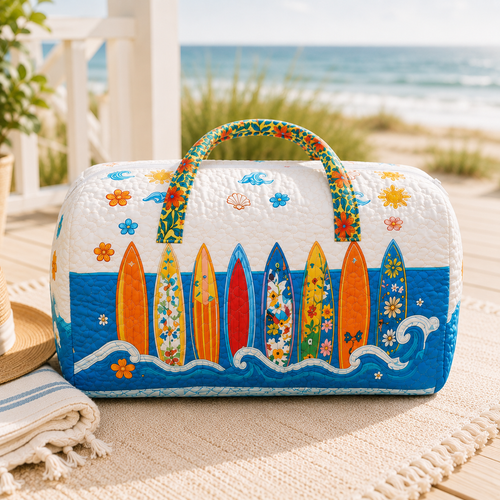 Beach Lover Surfboard Quilted Duffel Bag – product view 1