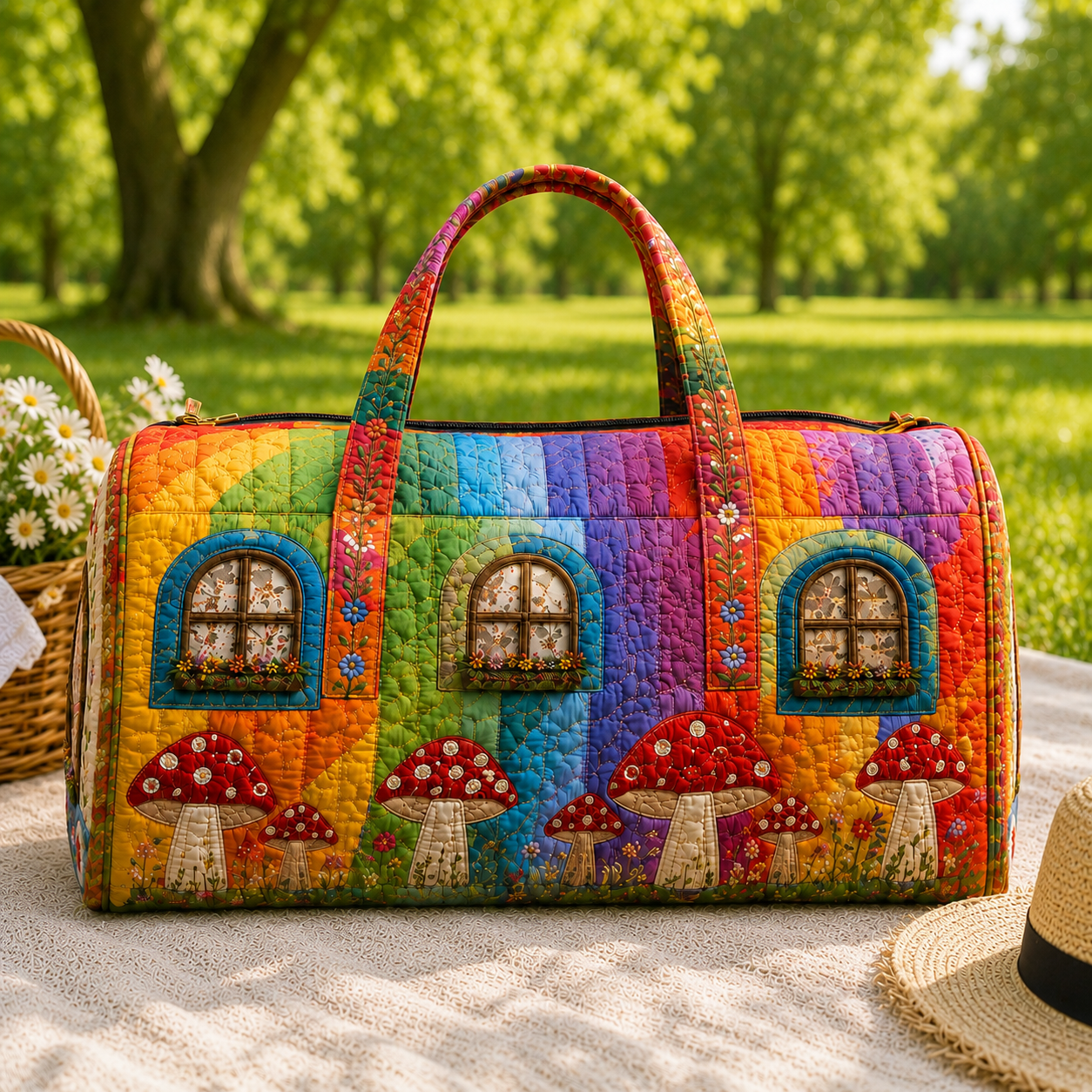 Quilted Rainbow Cottage Duffel Bag – product view 1