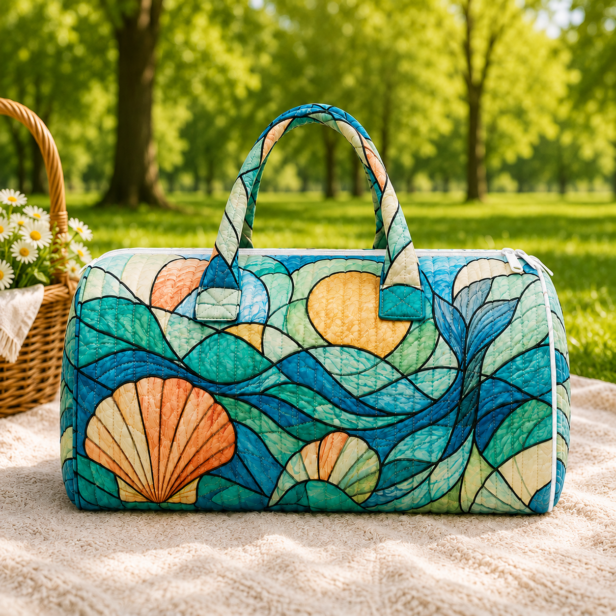 Quilted Seashell Wave Duffel Bag – product view 2