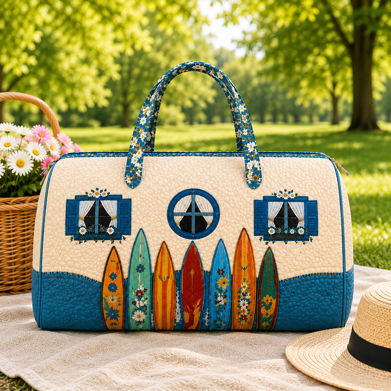 Coastal Surfboard Quilted Duffel Bag – product view 2