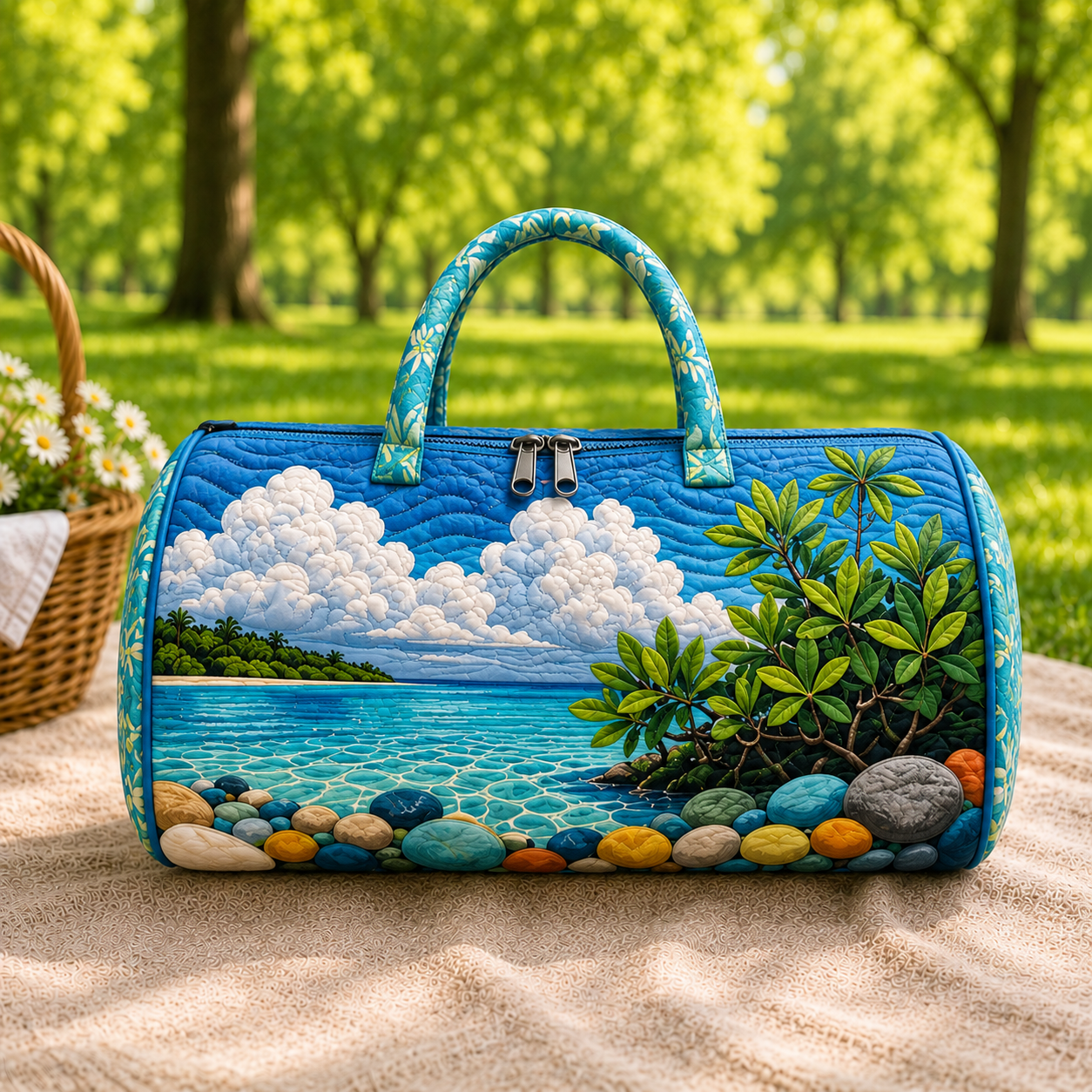 Tropical Beach Quilted Duffel Bag – product view 2