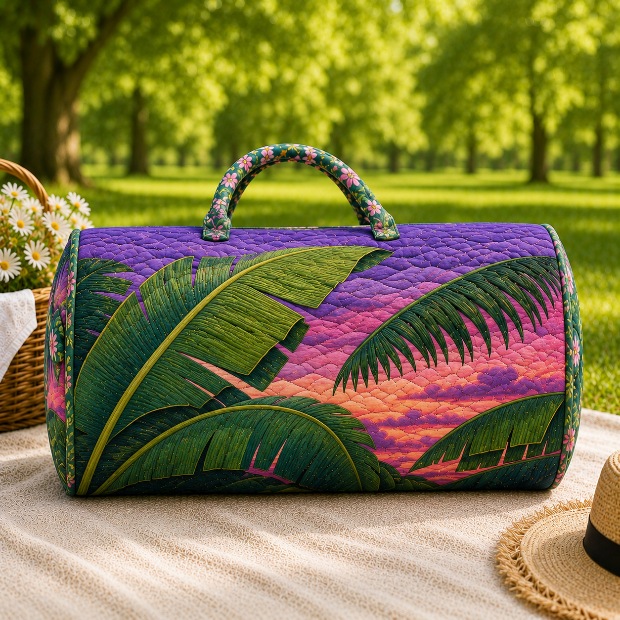 Tropical Sunset Banana Leaf Duffel Bag – product view 2