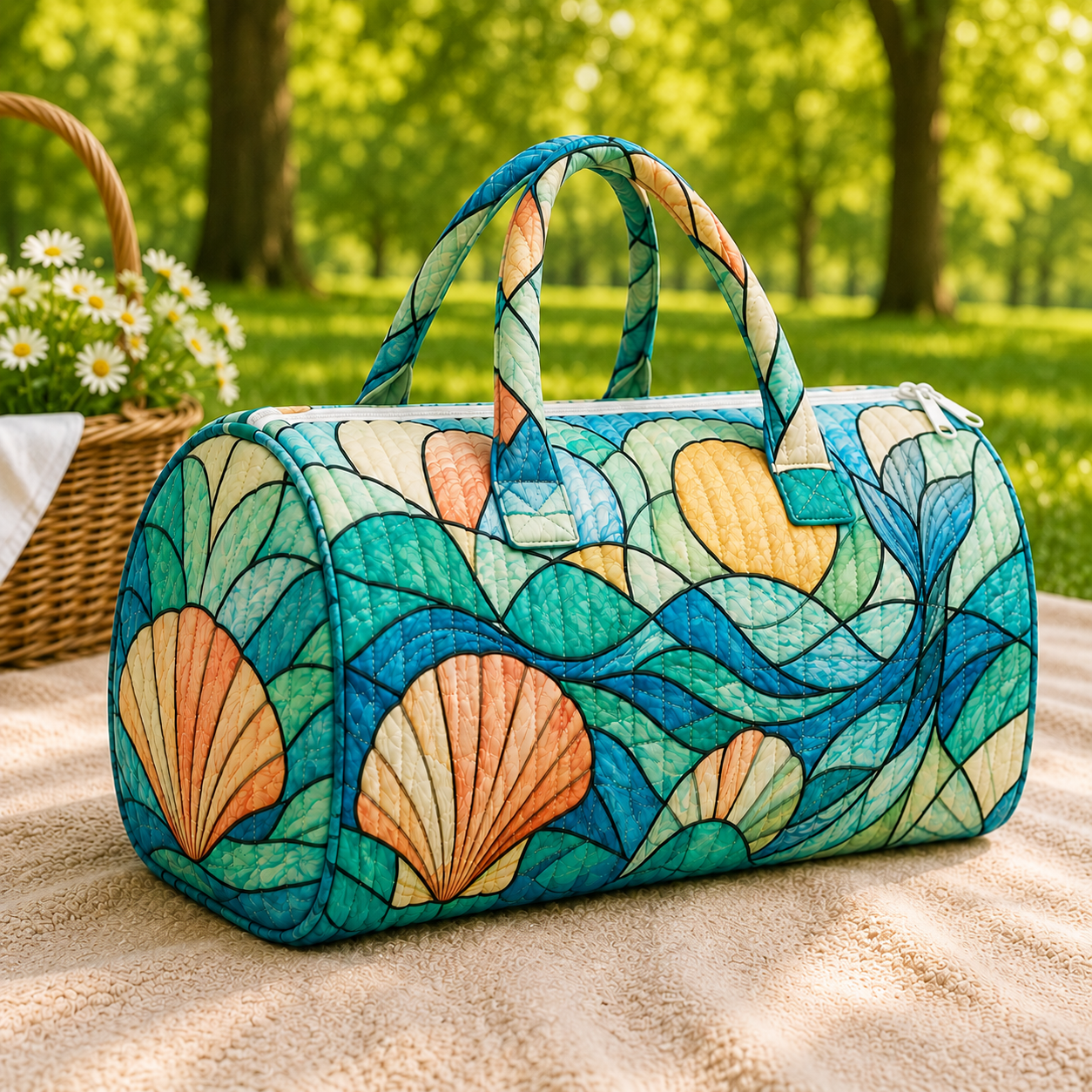 Quilted Seashell Wave Duffel Bag – product view 3