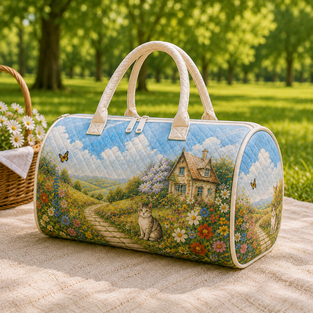 Quilted Cottage Garden Cat Duffel Bag – product view 3