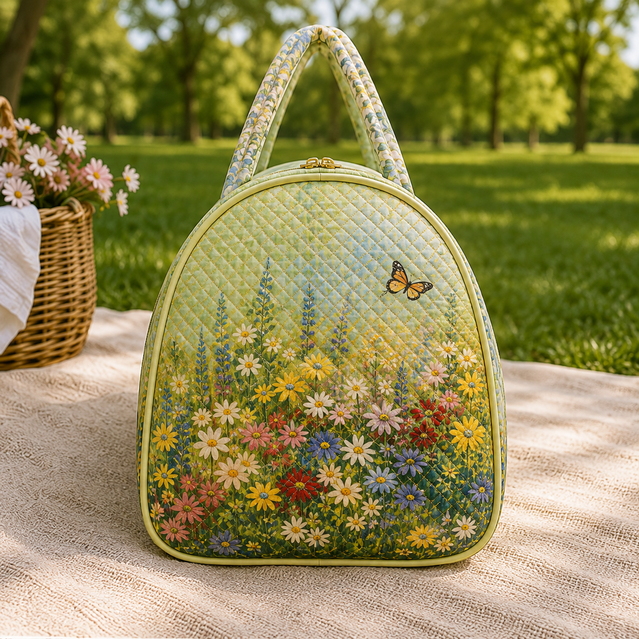Floral Quilted Cat Duffel Bag – product view 3