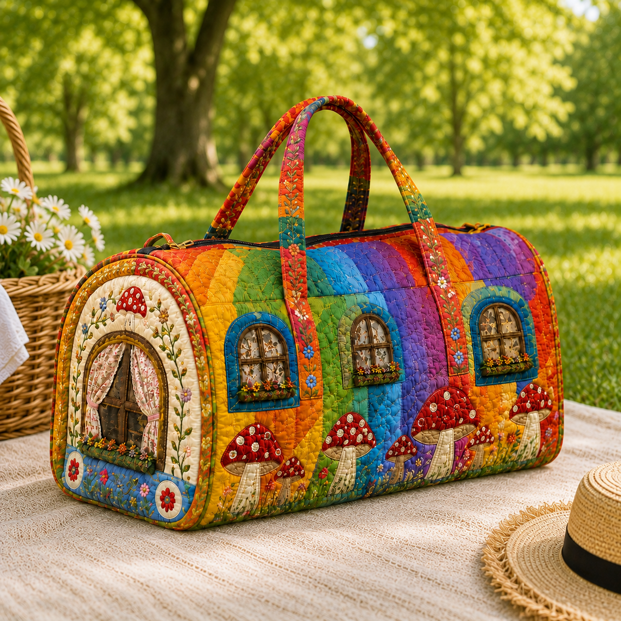 Quilted Rainbow Cottage Duffel Bag – product view 3