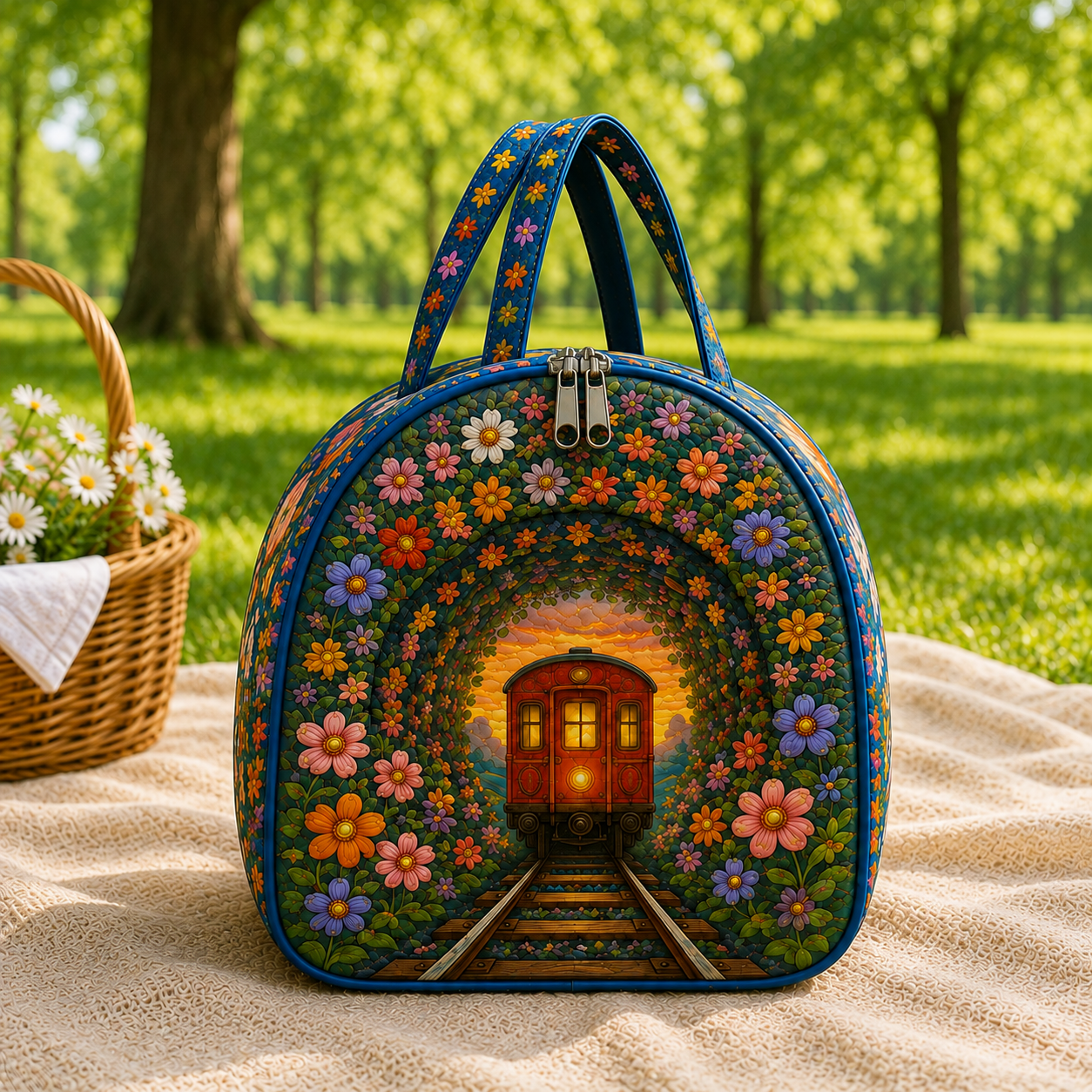 Personalized Quilted Train Duffel Bag – product view 3