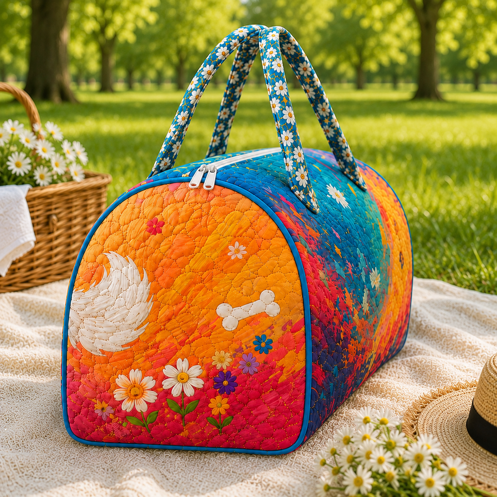 Custom pet photo quilted duffel bag - design visualization 4