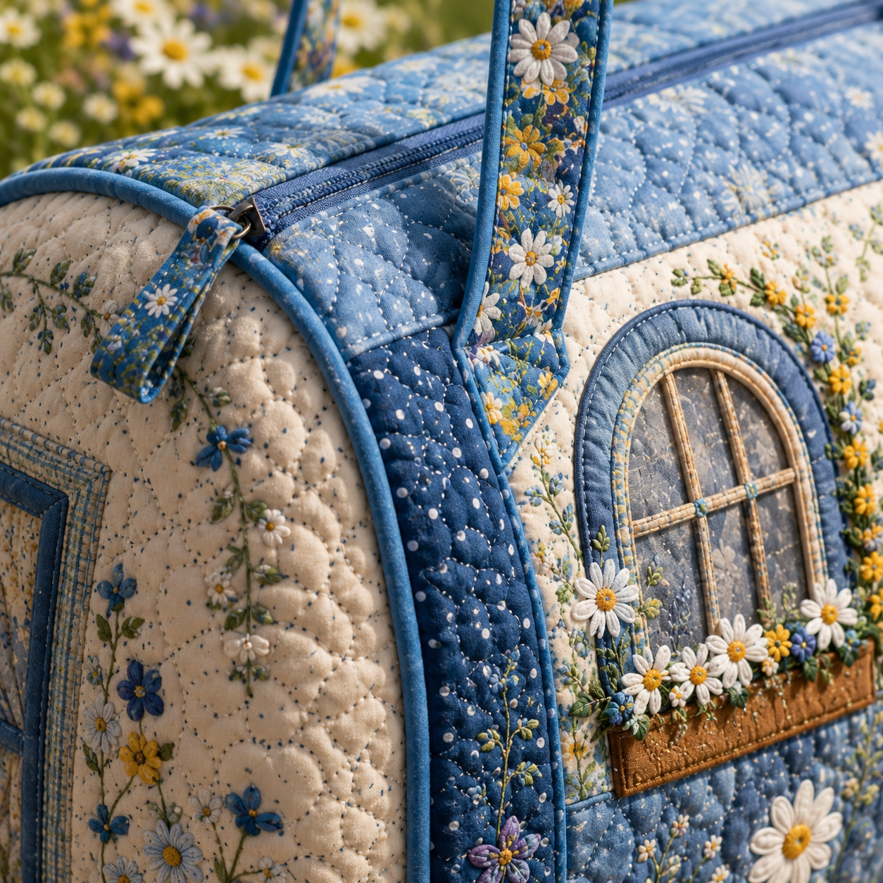 Quilted Floral Cottagecore Daisy Duffel Bag – product view 4