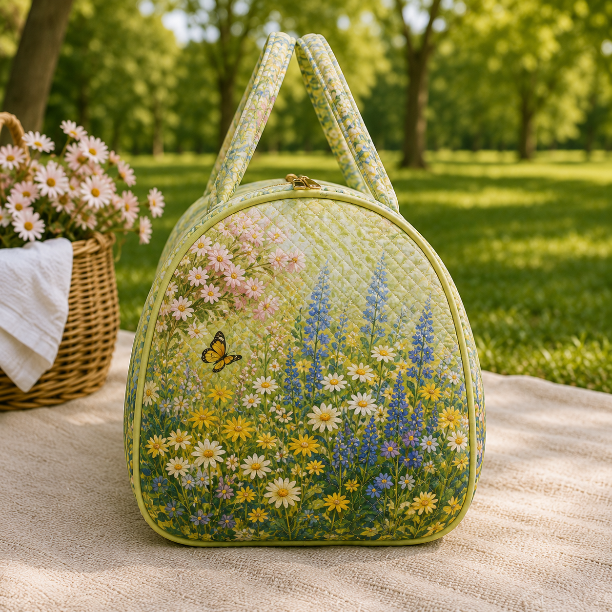 Floral Quilted Cat Duffel Bag – product view 4