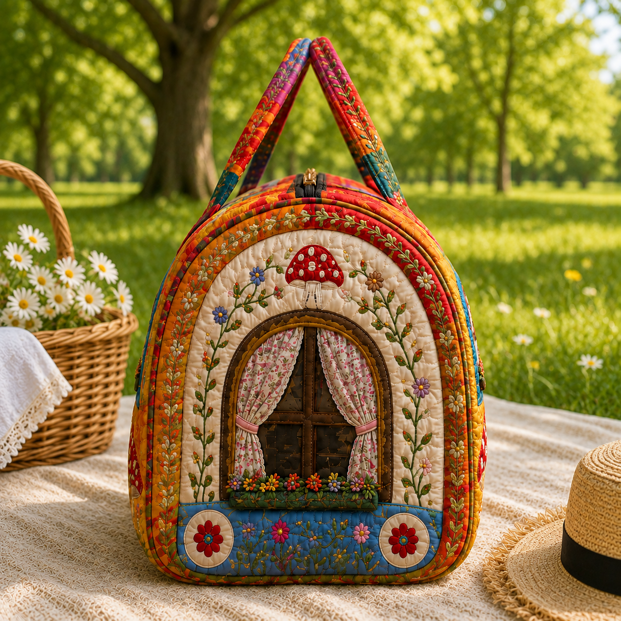 Quilted Rainbow Cottage Duffel Bag – product view 4