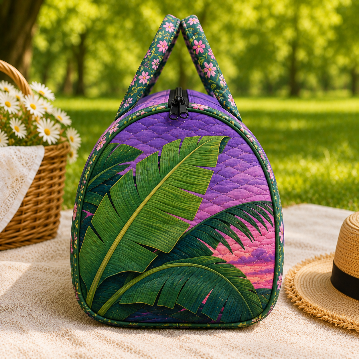 Tropical Sunset Banana Leaf Duffel Bag – product view 4