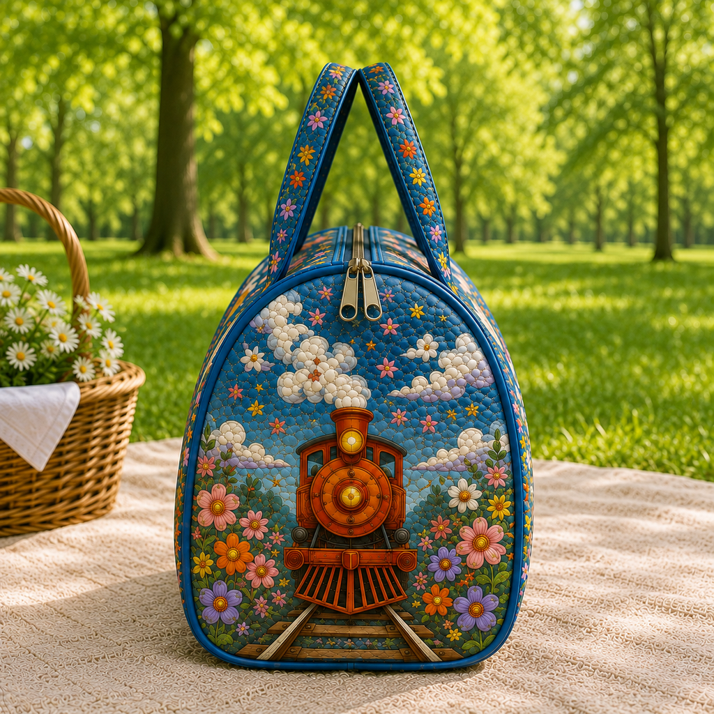 Personalized Quilted Train Duffel Bag – product view 4