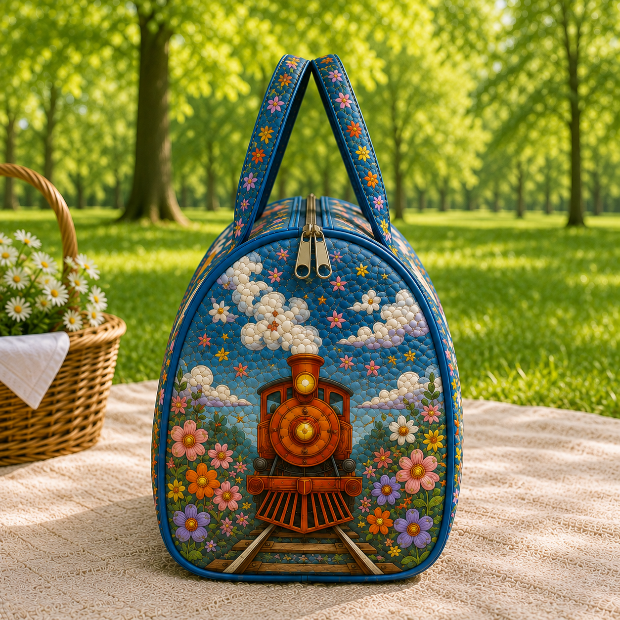 Personalized Quilted Train Duffel Bag – product view 4