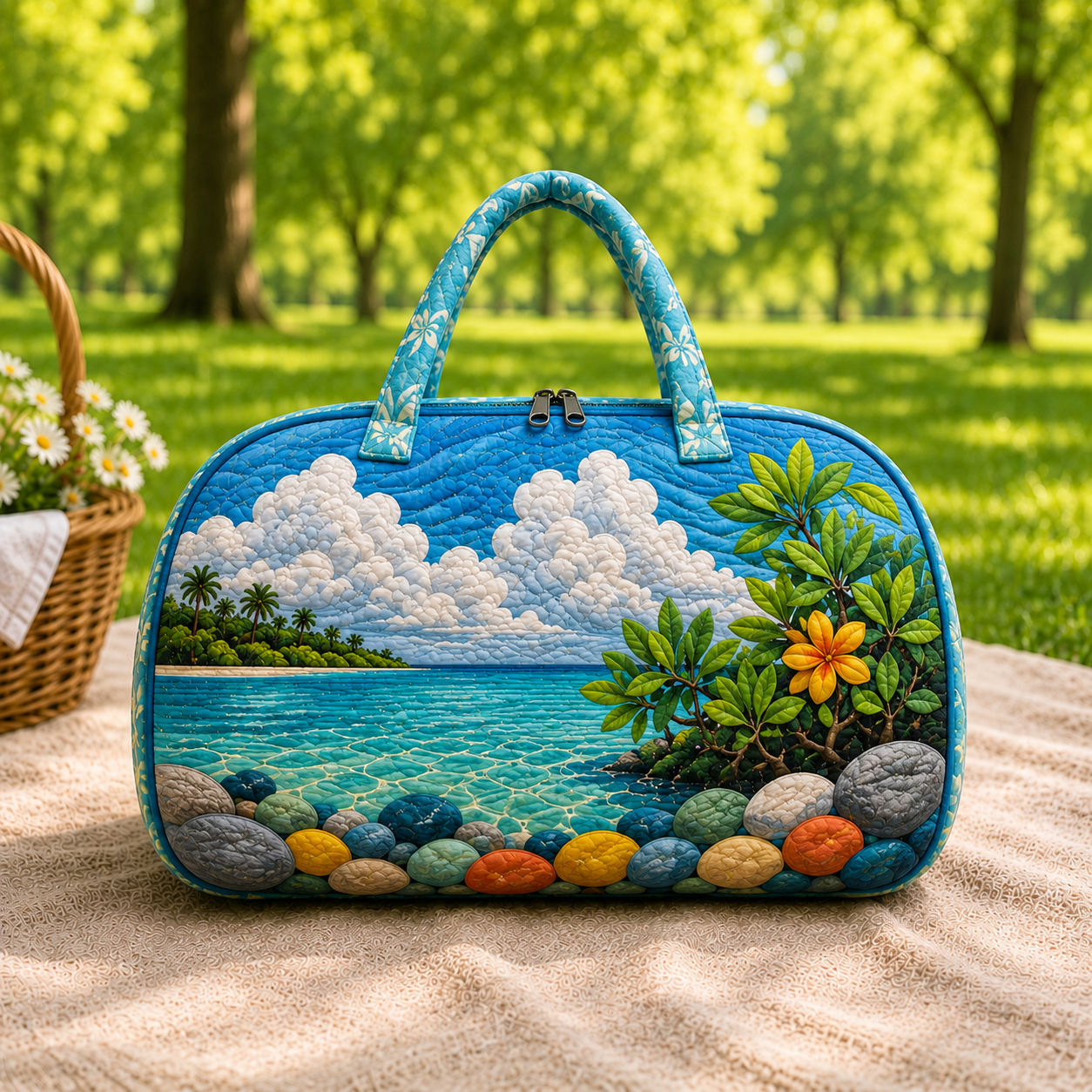 Tropical Beach Quilted Duffel Bag – product view 4