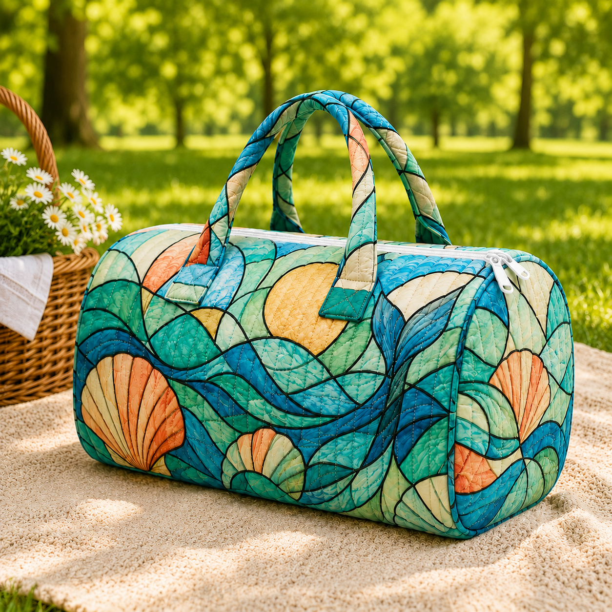 Quilted Seashell Wave Duffel Bag – product view 4