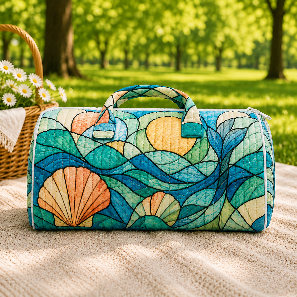 Quilted Seashell Wave Duffel Bag – product view 5