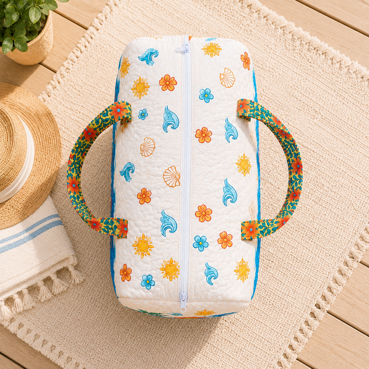 Beach Lover Surfboard Quilted Duffel Bag – product view 5