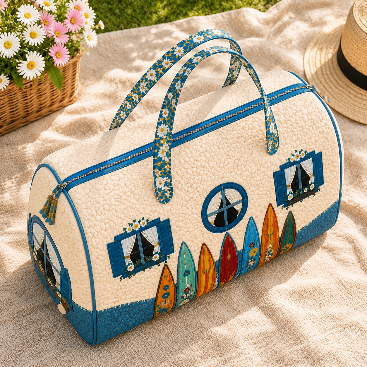 Coastal Surfboard Quilted Duffel Bag – product view 5