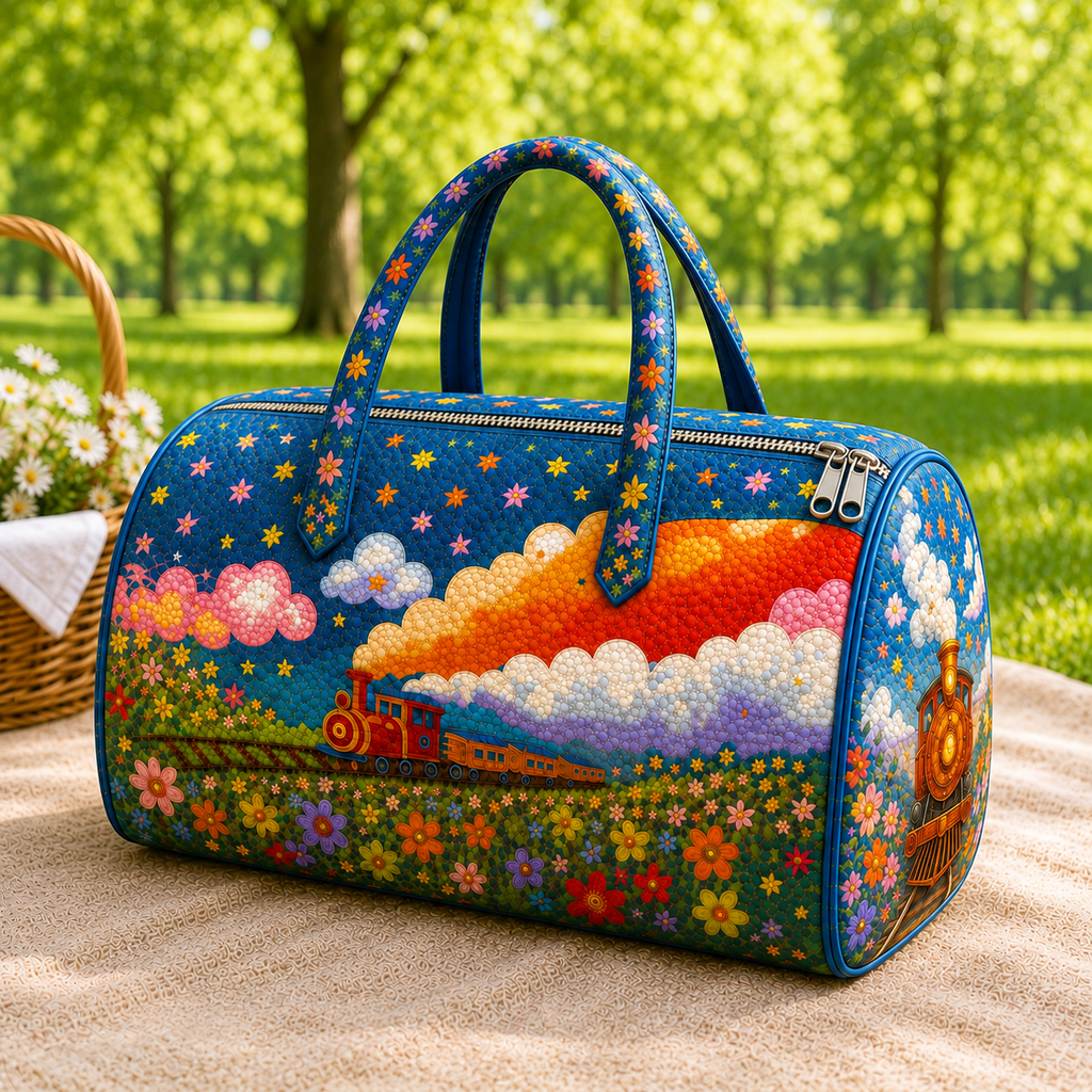 Personalized Quilted Train Duffel Bag – product view 5