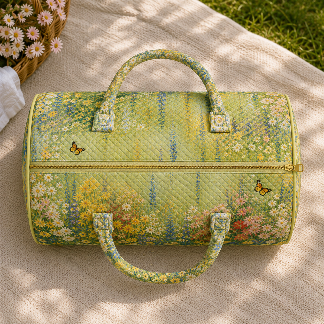 Floral Quilted Cat Duffel Bag – product view 5