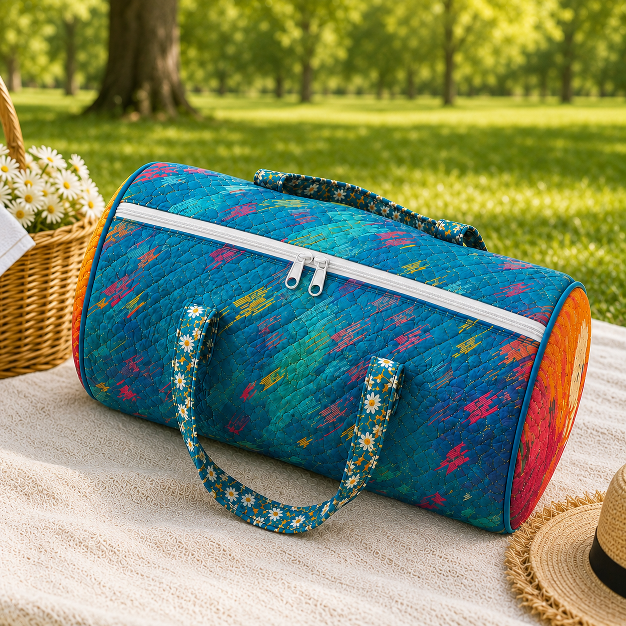 Custom pet photo quilted duffel bag - design visualization 5