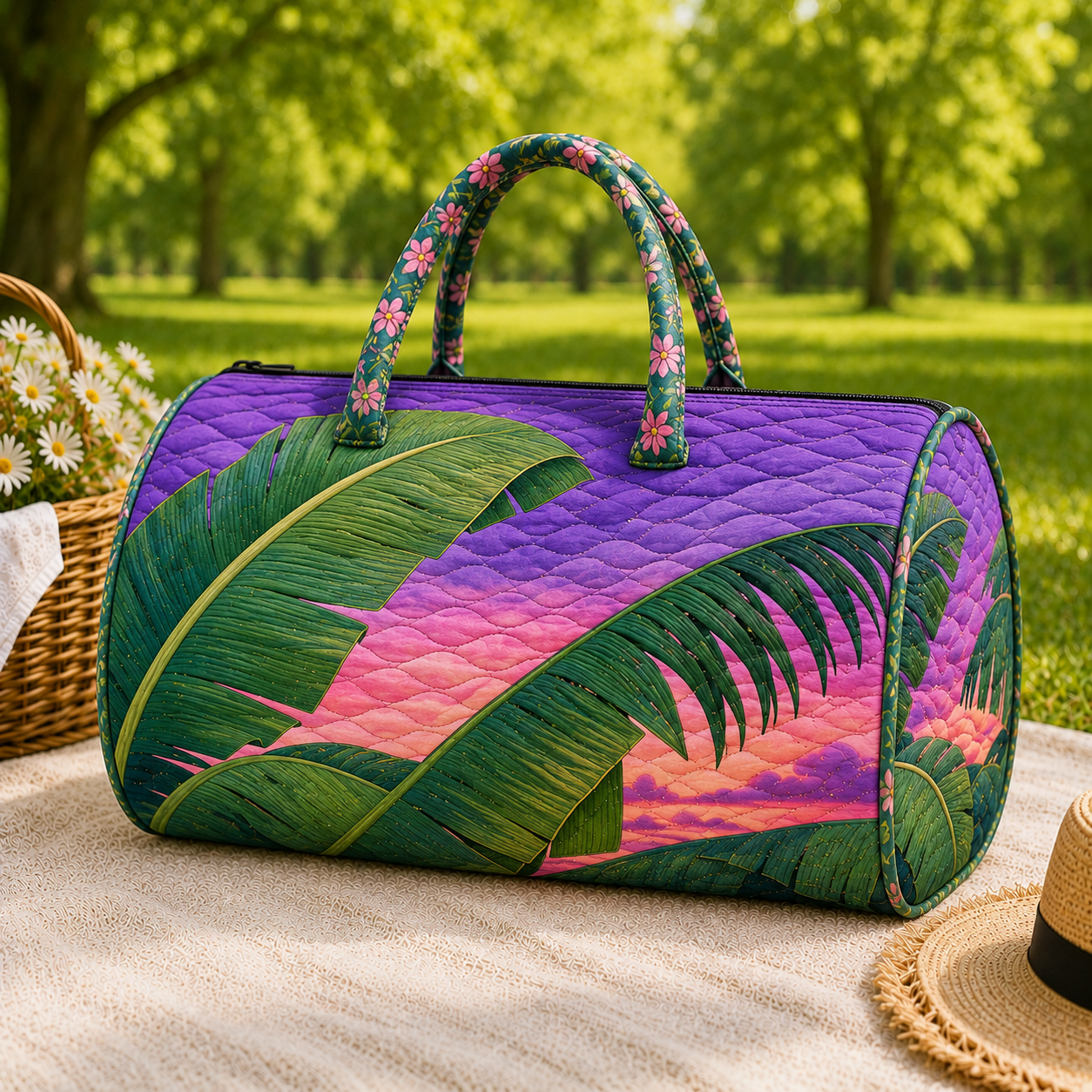 Tropical Sunset Banana Leaf Duffel Bag – product view 6
