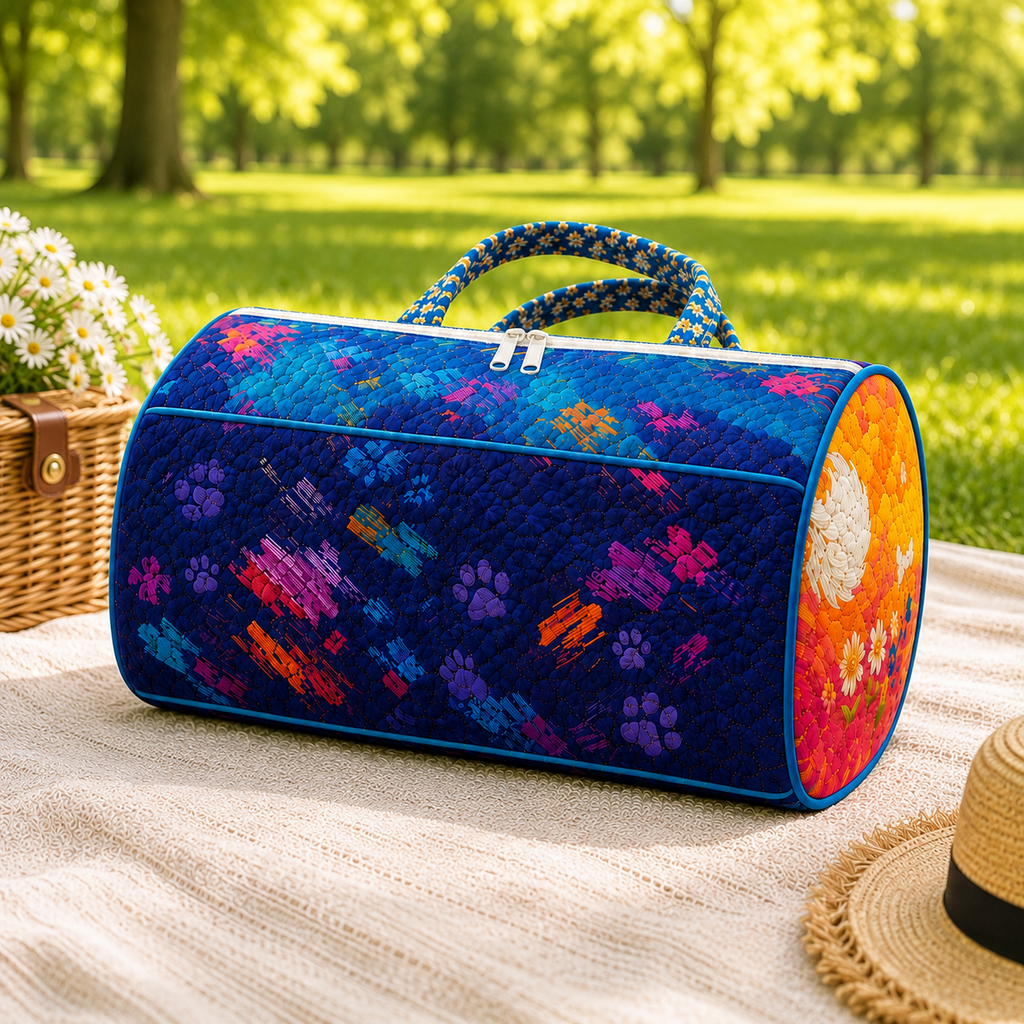 Custom pet photo quilted duffel bag - design visualization 6