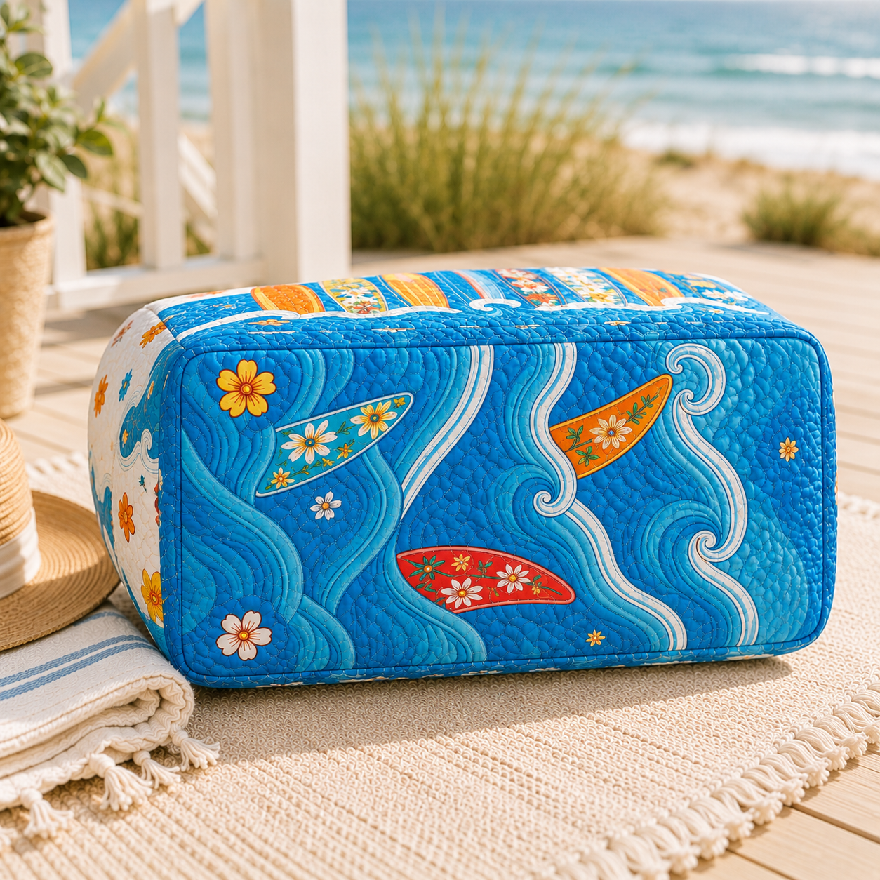 Beach Lover Surfboard Quilted Duffel Bag – product view 6