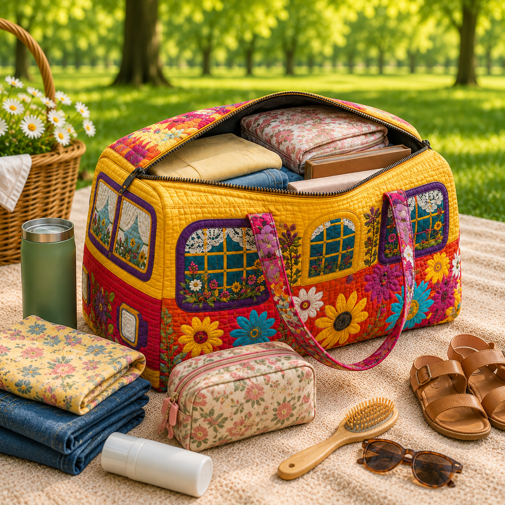 Colorful Quilted Camper Duffel Bag – product view 7