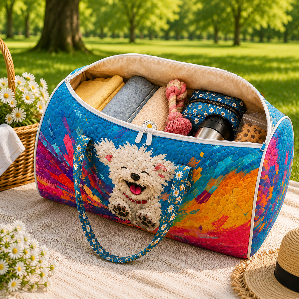 Custom pet photo quilted duffel bag - design visualization 7