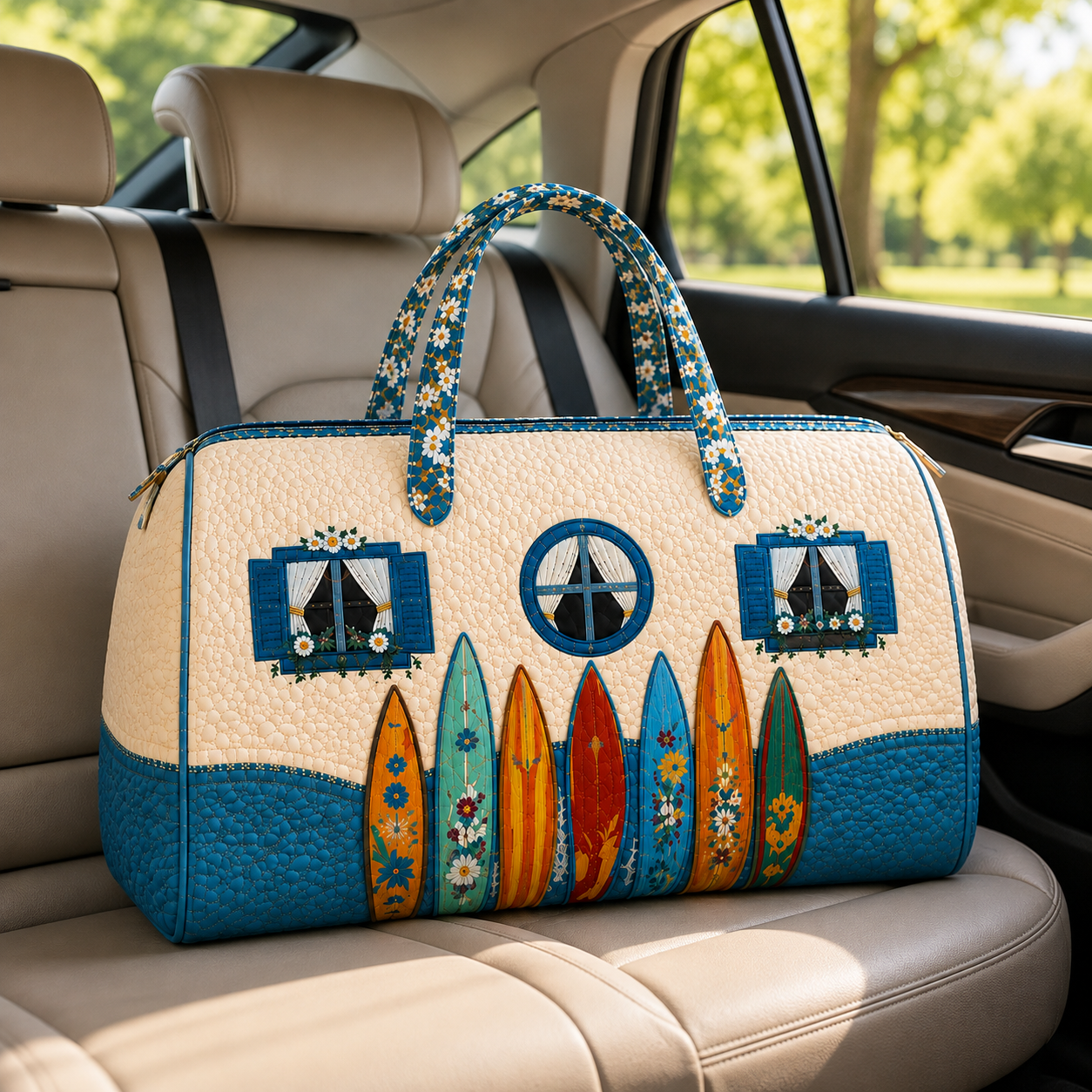 Coastal Surfboard Quilted Duffel Bag – product view 7