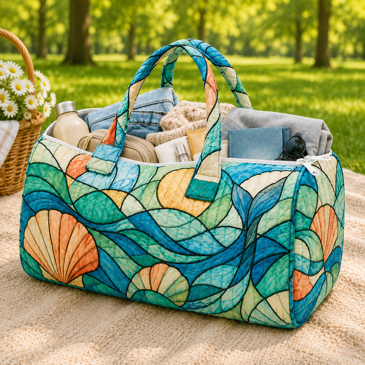 Quilted Seashell Wave Duffel Bag – product view 7