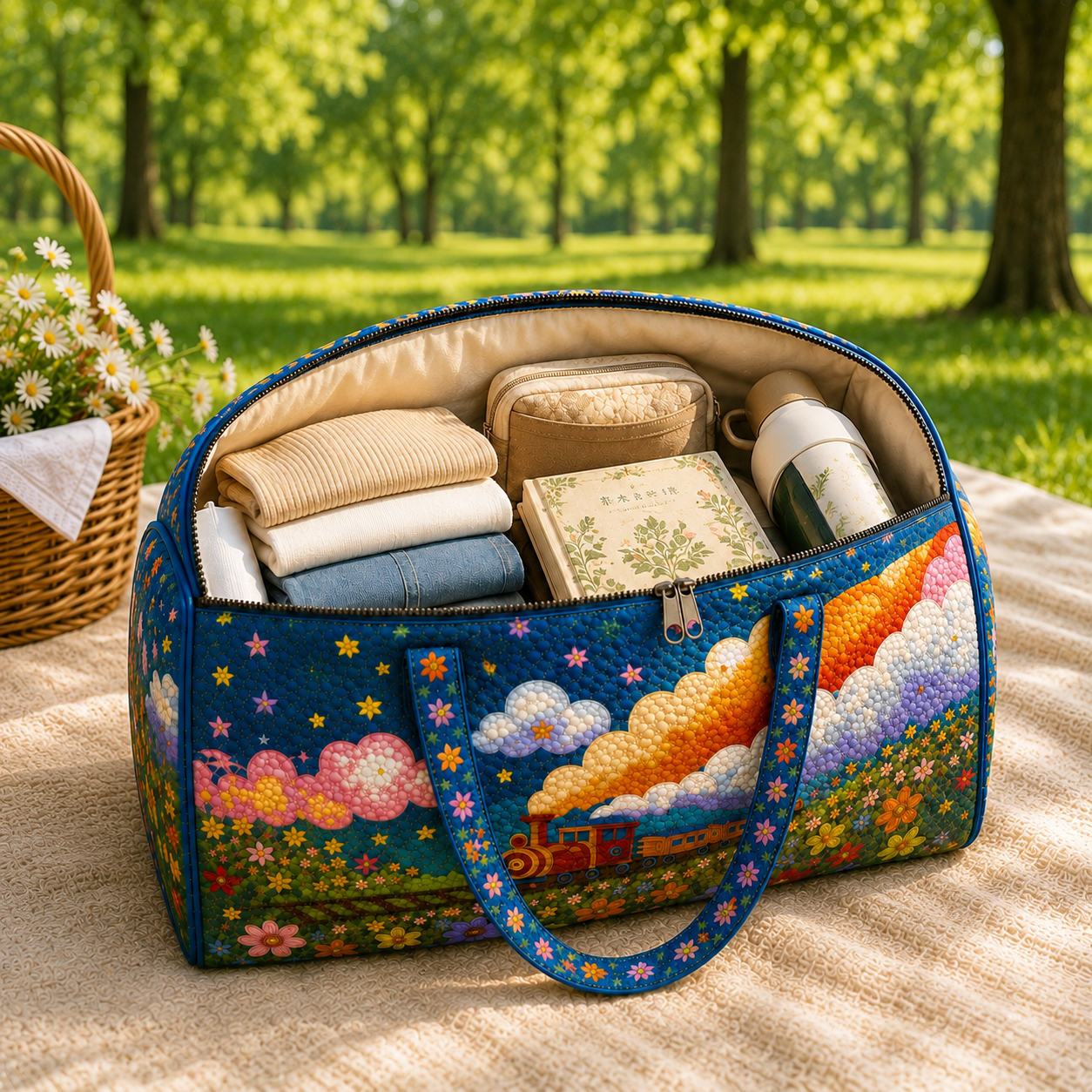 Personalized Quilted Train Duffel Bag – product view 7