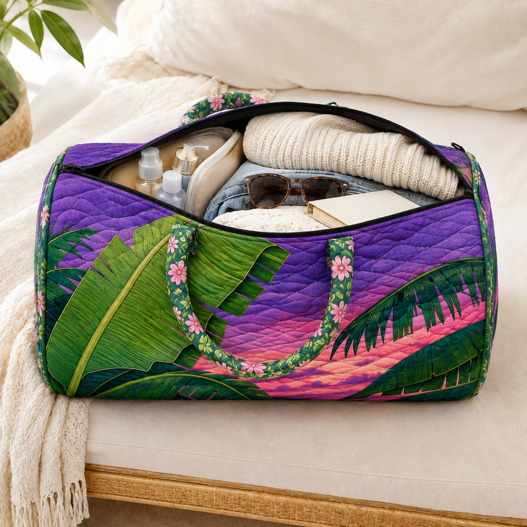 Tropical Sunset Banana Leaf Duffel Bag – product view 7