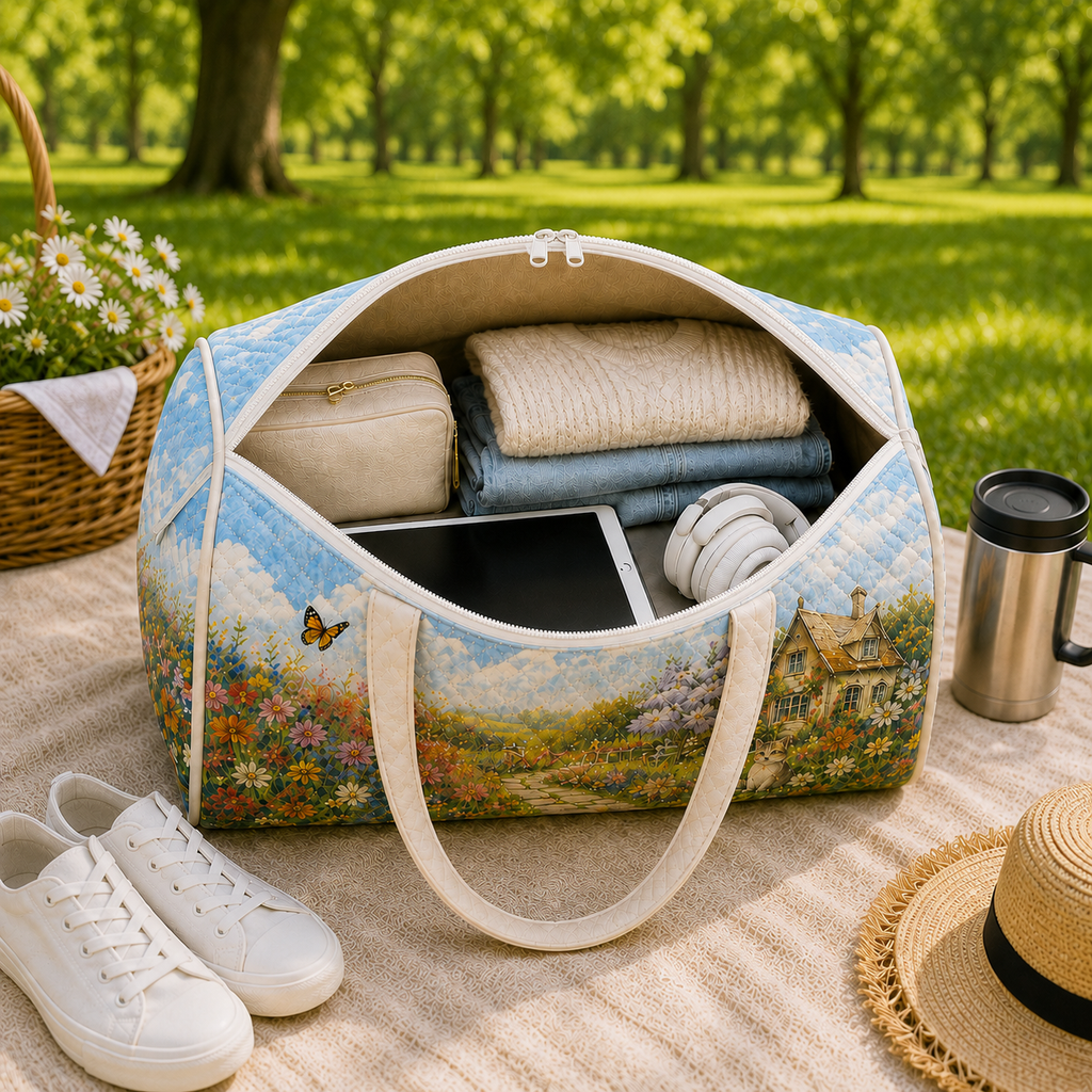 Quilted Cottage Garden Cat Duffel Bag – product view 7