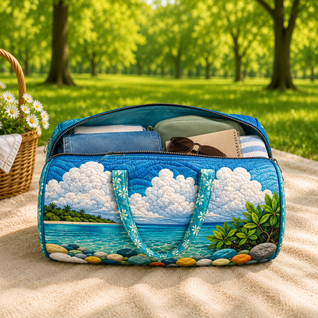 Tropical Beach Quilted Duffel Bag – product view 7