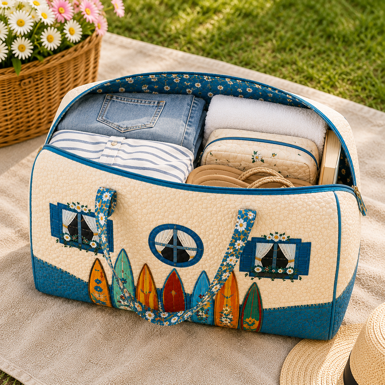 Coastal Surfboard Quilted Duffel Bag – product view 8