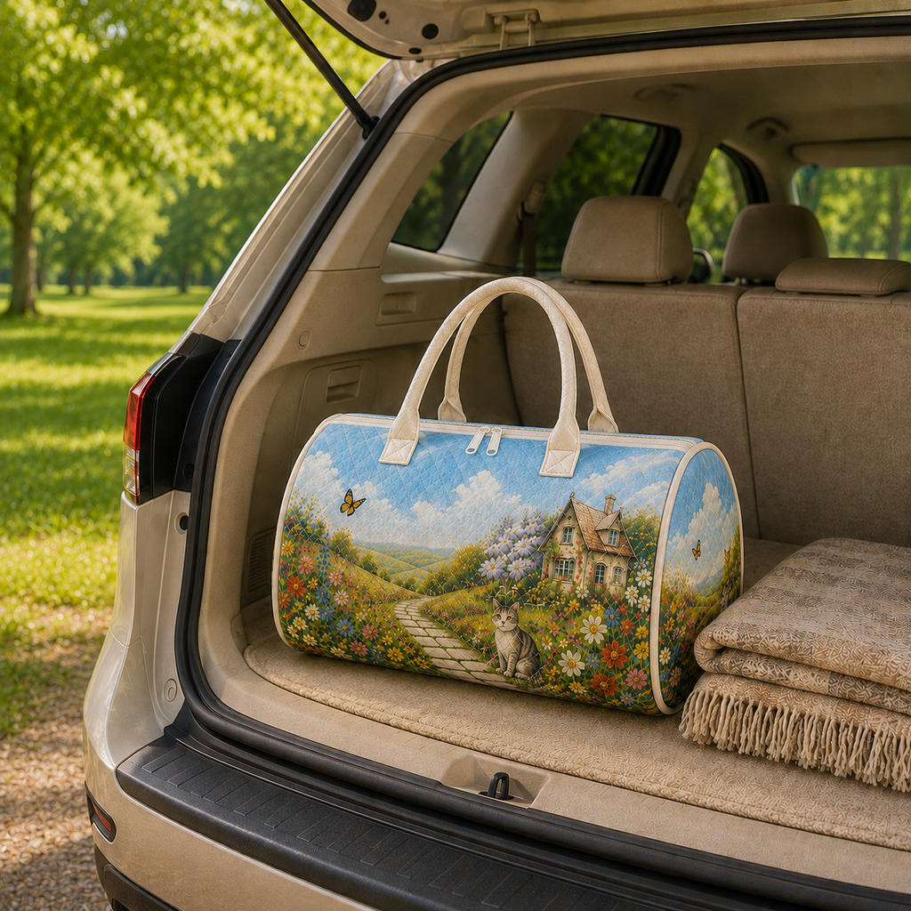 Quilted Cottage Garden Cat Duffel Bag – product view 8