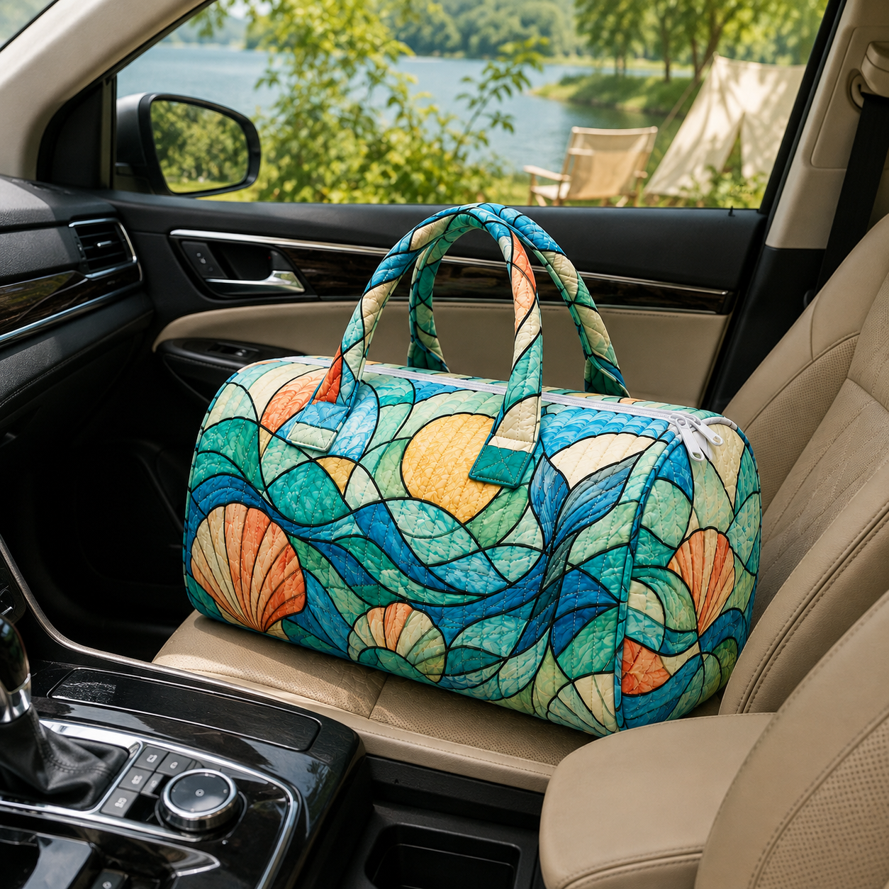 Quilted Seashell Wave Duffel Bag – product view 8