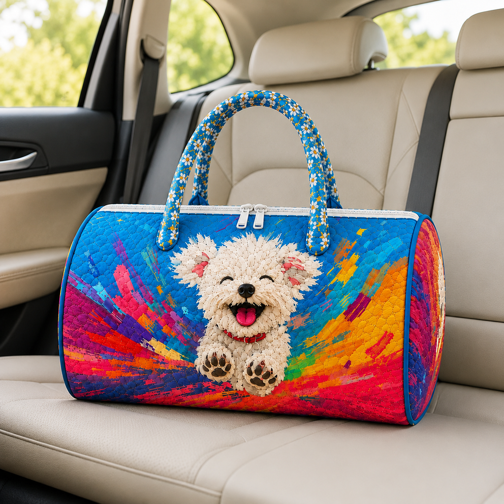 Custom pet photo quilted duffel bag - design visualization 8