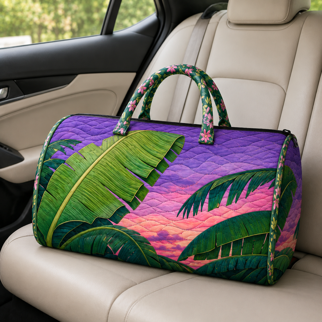 Tropical Sunset Banana Leaf Duffel Bag – product view 8