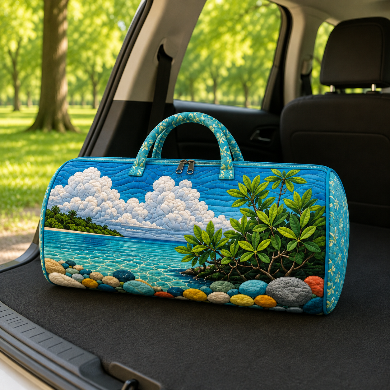Tropical Beach Quilted Duffel Bag – product view 8