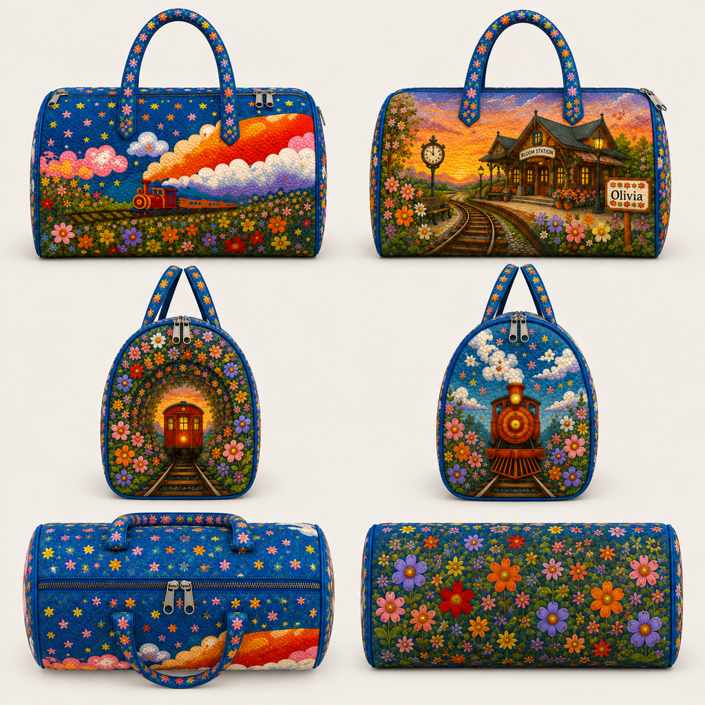 Personalized Quilted Train Duffel Bag – product view 9