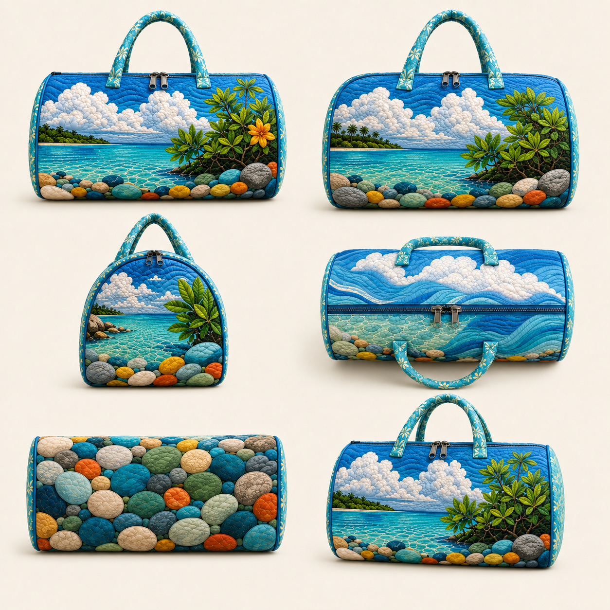 Tropical Beach Quilted Duffel Bag – product view 9